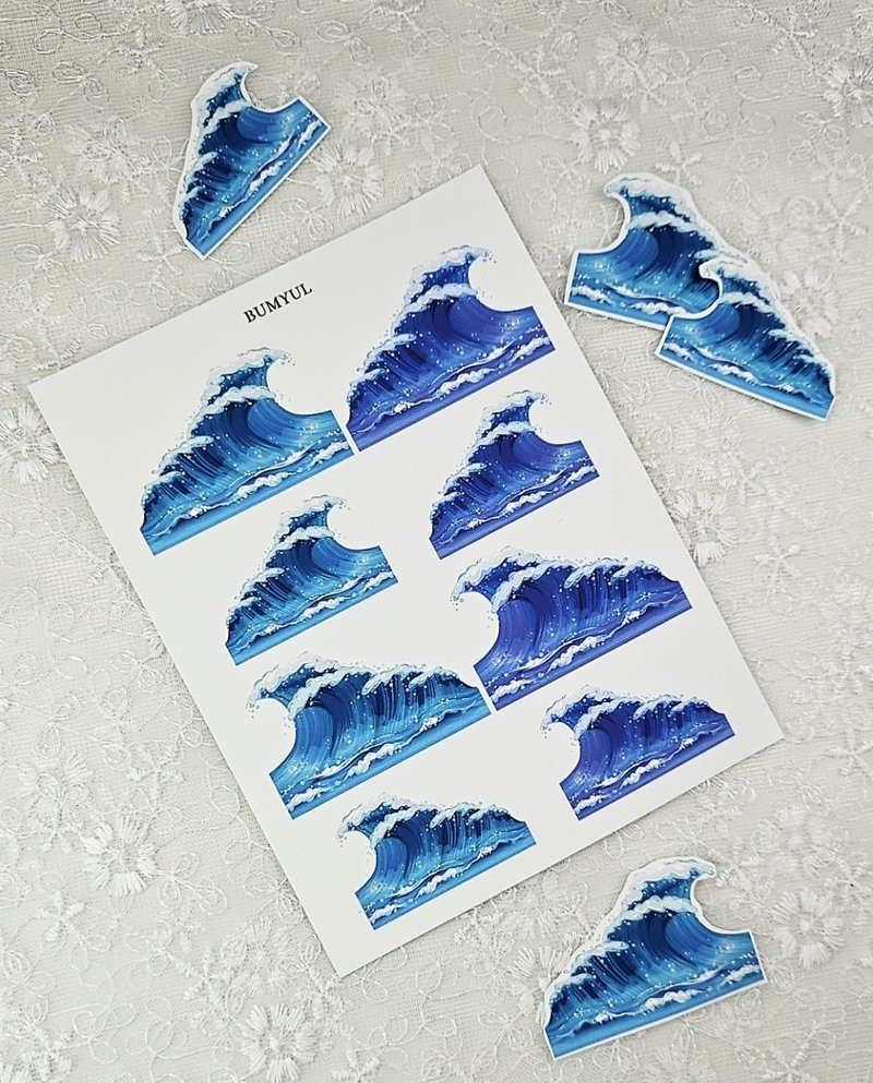 Rough Waves Deco Sticker - 便條紙/便利貼 - 紙 多色