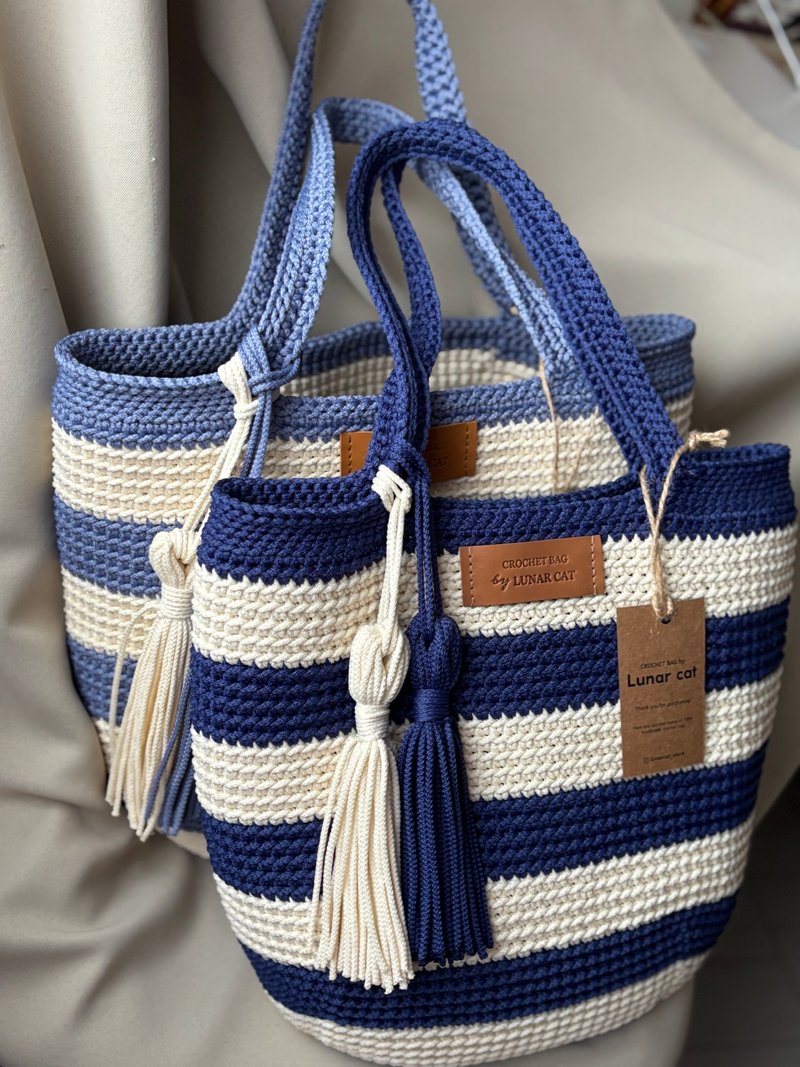 Crochet Tote Bag LUNARBAG XL size, Large Crochet Bag, Bag, Beach Bag Crochet - 手提包/手提袋 - 聚酯纖維 多色