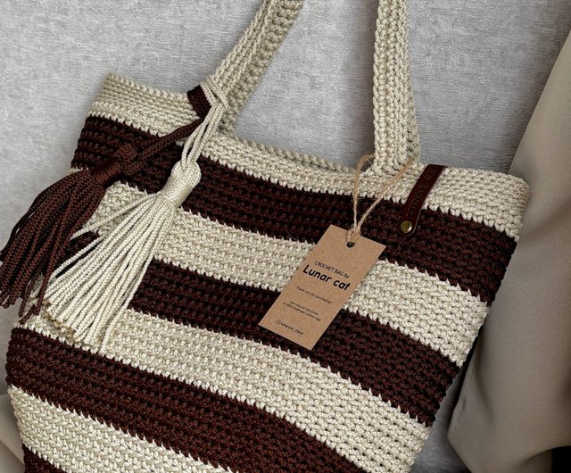 かぎ針編みトートバッグ LUNARBAG XLサイズ、かぎ針編みバッグ