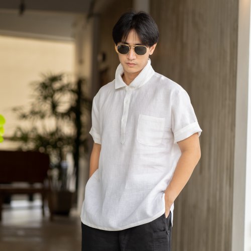 Candith Blue & J Natural Linen Shirt - White