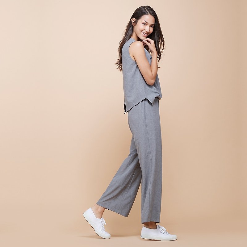 [MACACA] dream fearless 2-way jumpsuit BQE8062 gray strip - Overalls & Jumpsuits - Polyester Gray