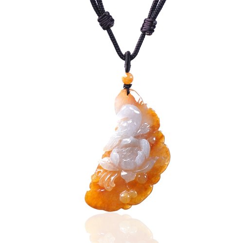 瓔珞珠寶盒 E.L.Jewelry Box 黃翡翡翠巧色巧雕蓮花項鍊 | 天然緬甸玉翡翠A貨 | 送禮