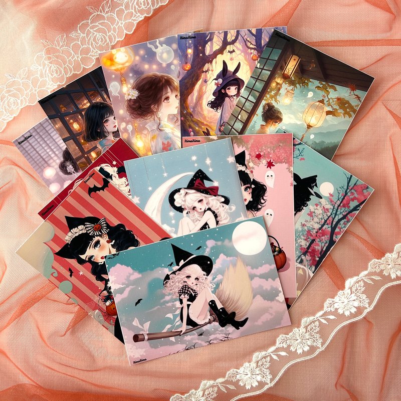 RimaRimaオリジナルシール  レトロガール 和ガール ハロウィンパーティWa Girl & Retro Girt Halloween Party stic - 貼紙 - 紙 