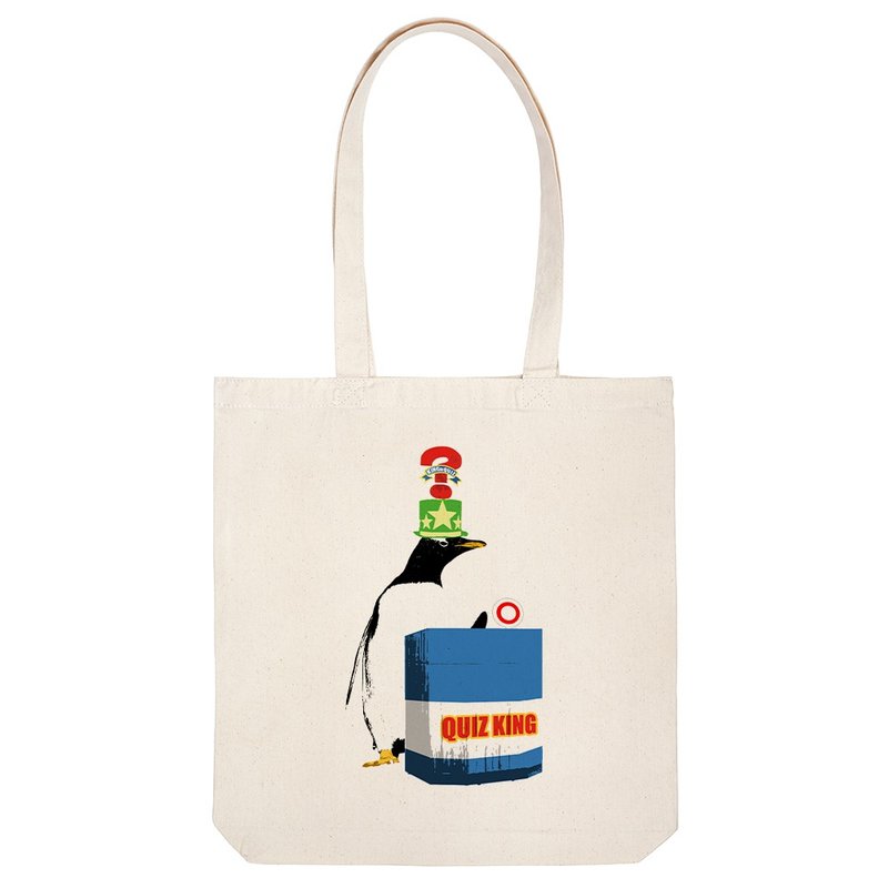 tote bag / 早押しペンギン - 手提包/手提袋 - 棉．麻 卡其色
