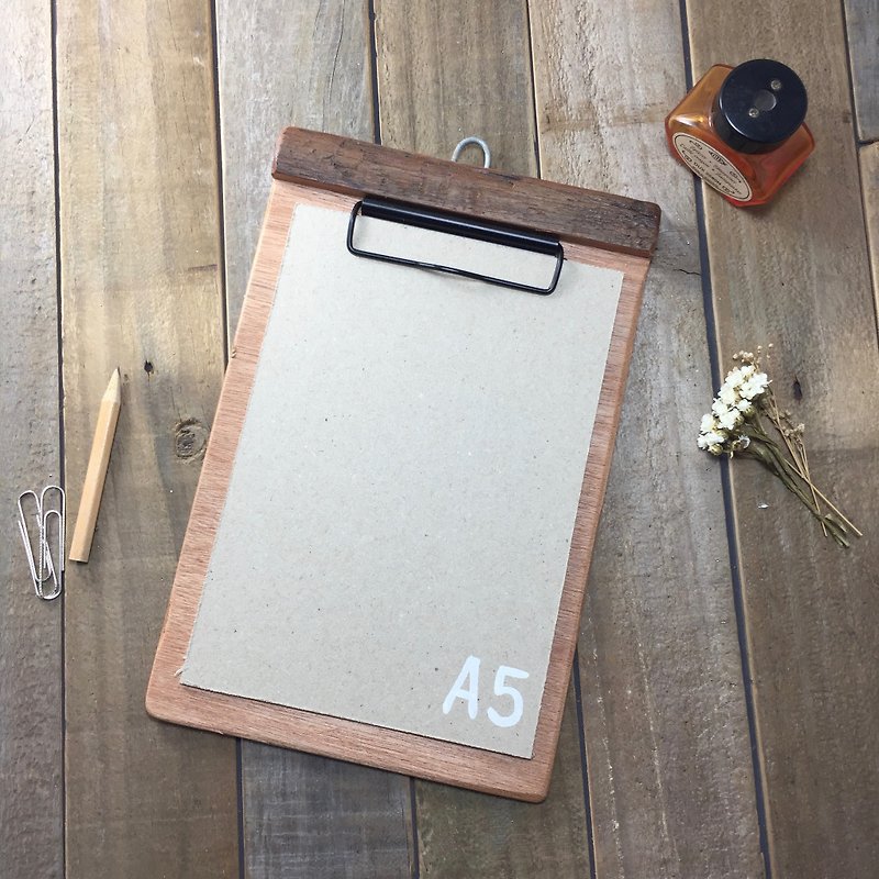 A5 Wood Handmade Menu Clip Handwriting Folder - Folders & Binders - Wood Orange