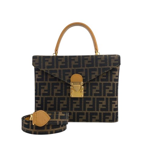 日本直送 名牌中古包 】FENDI フェンディ ズッカ ハンドバッグ