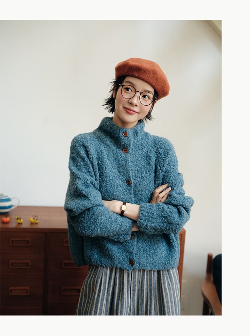 Wool blend turtleneck short coat long sleeves - เสื้อผู้หญิง - ขนแกะ หลากหลายสี