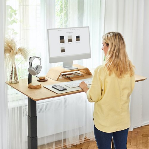 Oakywood 實木電腦桌 電動升降桌站立式 立式辦公桌 機械升降 智慧升降系統
