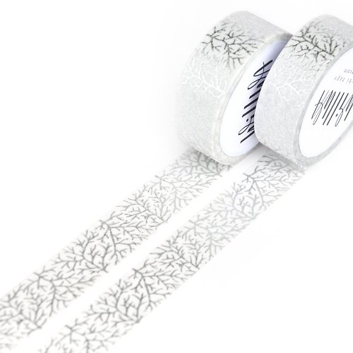 Willwa Crystal Trees silver foiled washi tape 15mmx10m - Intricate nature pattern