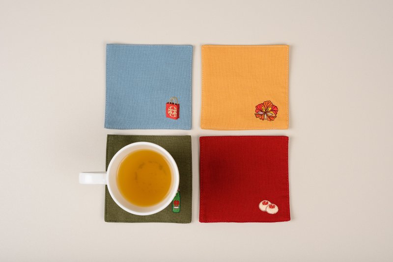 林百貨 刺繡杯墊(四款/四色) - 杯墊 - 棉．麻 多色