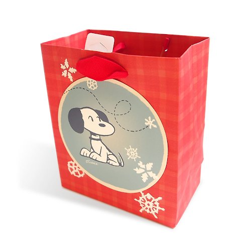 205剪刀石頭紙 復古版Snoopy史努比耶誕小提帶【Hallmark-聖誕禮物袋/紙袋】