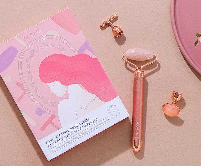 クリスマスギフト l 迅速発送】電動ローズクォーツローラー美顔器3in1