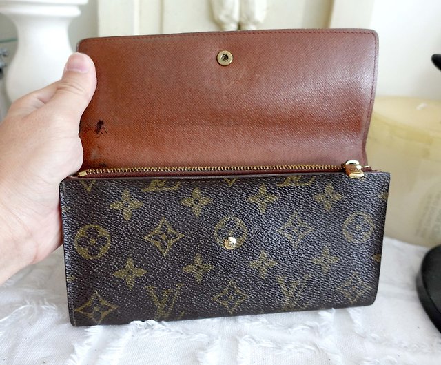 French famous brand LOUIS VUITTON LV antique brown leather and PU