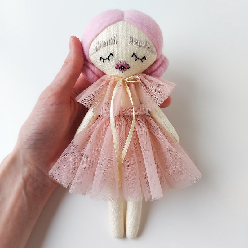 ミニ手作り布人形 \ ピンクの保育園の装飾 \ 女の子のためのユニークな記念品ギフト - 人形・フィギュア - フラックス ピンク