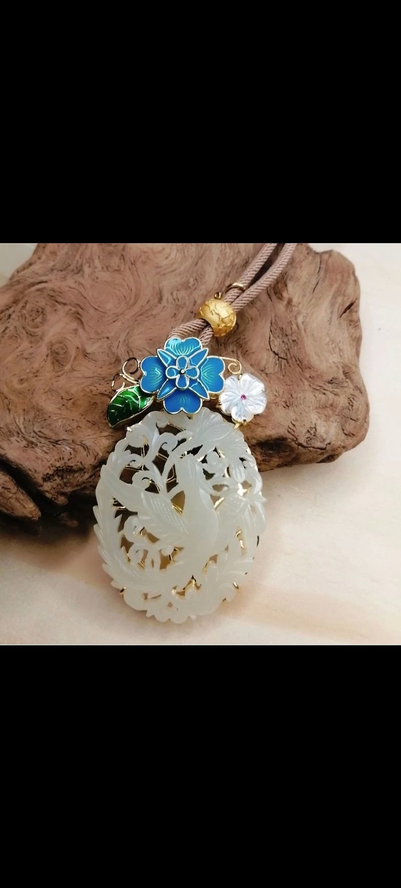 Gold and silver treasure phoenix~Hetian jade - Necklaces - Gemstone 