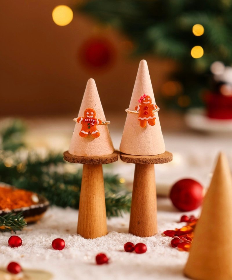 薑餅人戒指 / 聖誕交換禮物 / 軟陶手工 - 戒指 - 黏土 