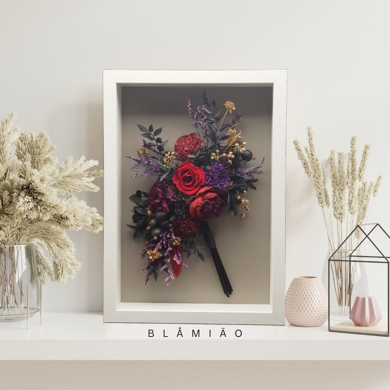 立體永生花框 - 花影時光(諾) - 乾燥花/永生花 - 植物．花 紅色