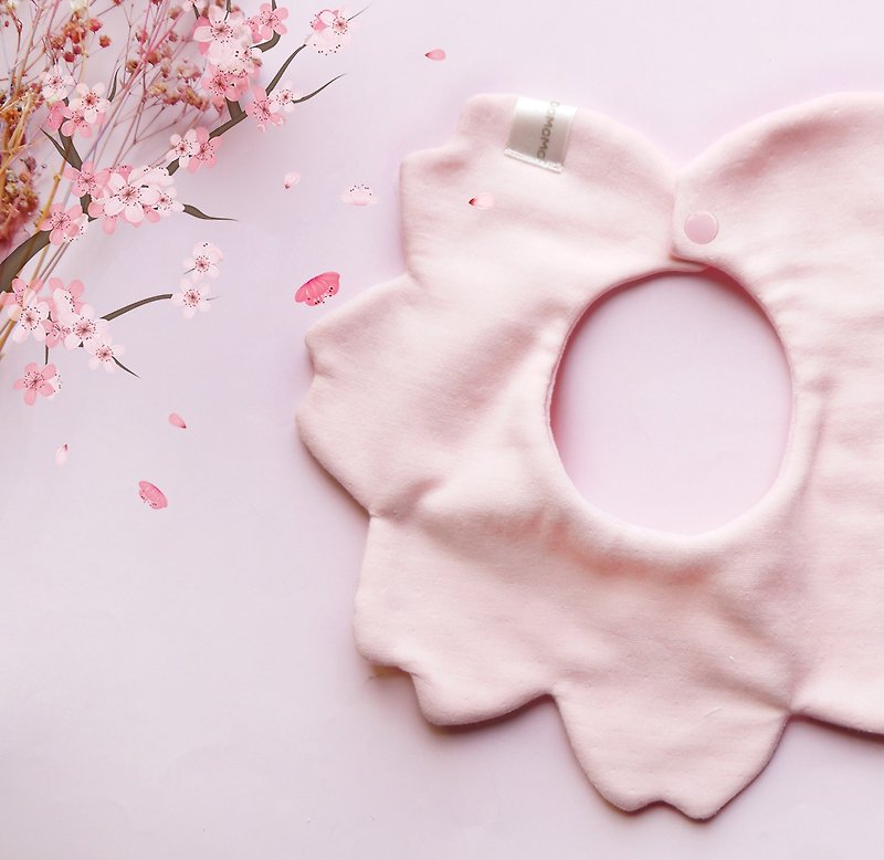 Dream cherry blossom 360-degree rotation double-sided bib baby bib - ผ้ากันเปื้อน - ผ้าฝ้าย/ผ้าลินิน สึชมพู