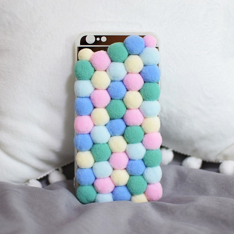 Cute hand made winter soft hair ball Apple iPhone6plus phone shell ball gift gift macarons - Other - Other Materials 
