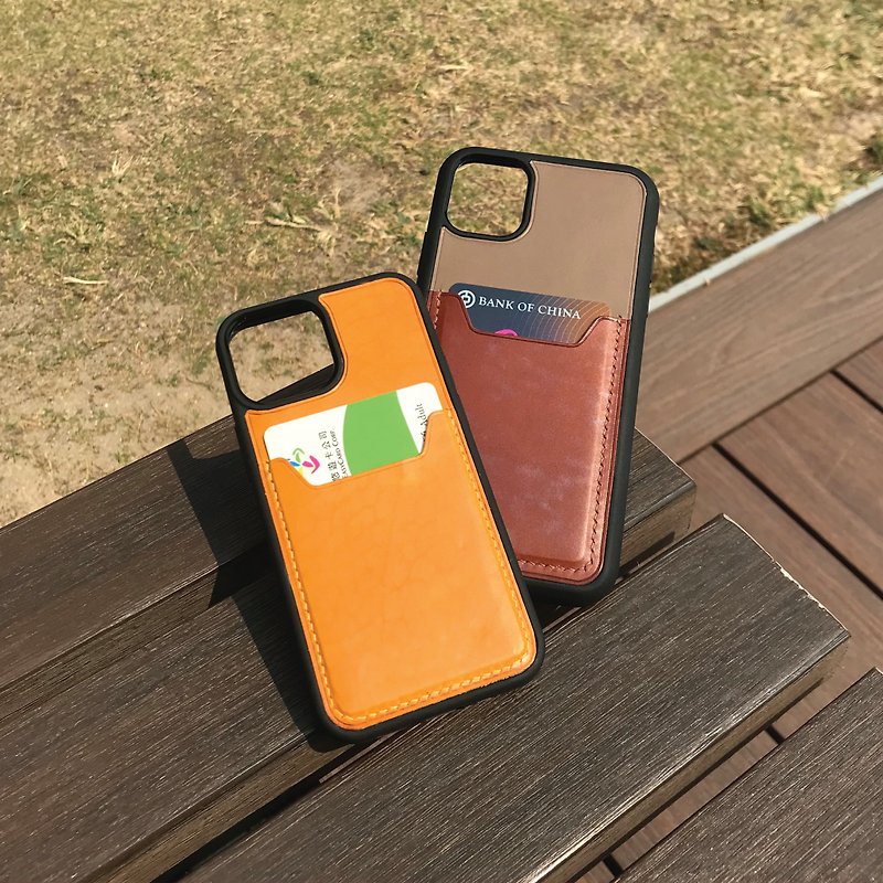 【iPhoneCase W/CardSlot】Buttero Collection | Handmade Leather in Hong Kong - Phone Cases - Genuine Leather Multicolor