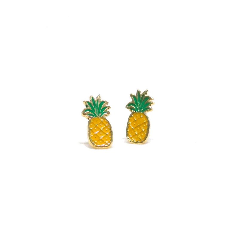 Pineapple Earring - 耳環/耳夾 - 貴金屬 黃色
