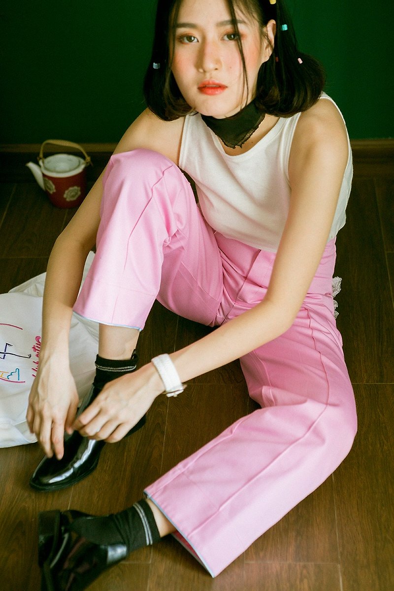 Highestjump cup cake pant (Pink) - 闊腳褲/長褲 - 棉．麻 粉紅色