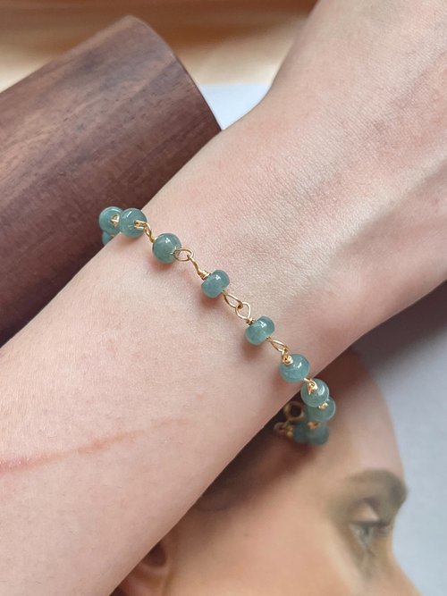 翡翠設計館 / 賞翠•玩翠 EXE Jewelry 冰藍水算盤珠手鍊 |天然瓜地馬拉翡翠