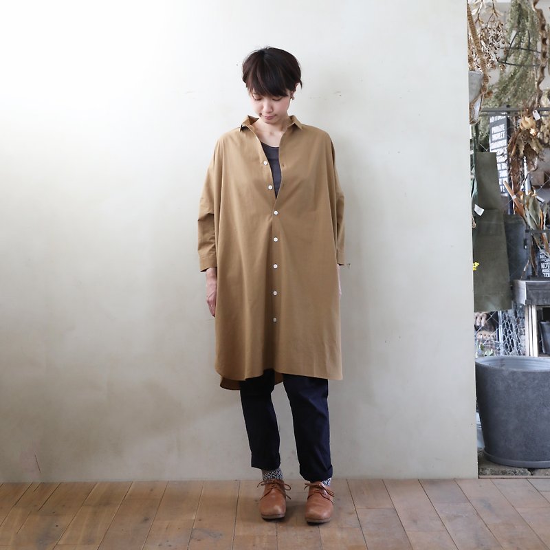 コットンロングシャツBR・ユニセックス - 外套/大衣 - 棉．麻 咖啡色