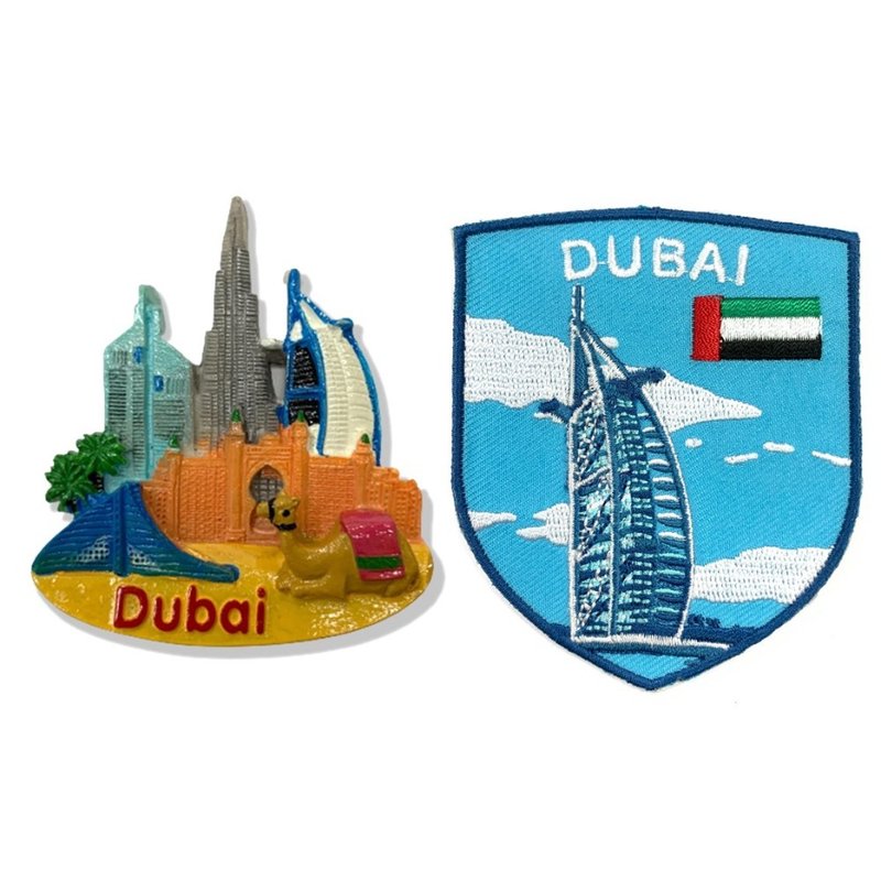 杜拜沙漠駱駝哈里發塔造型立體磁鐵+阿拉伯 UAE 杜拜帆船Patch刺2 - 磁鐵 - 橡膠 多色
