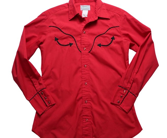 70s H BAR C 赤刺繍 ポケット ウエスタンシャツ ウエスタンシャツ ...