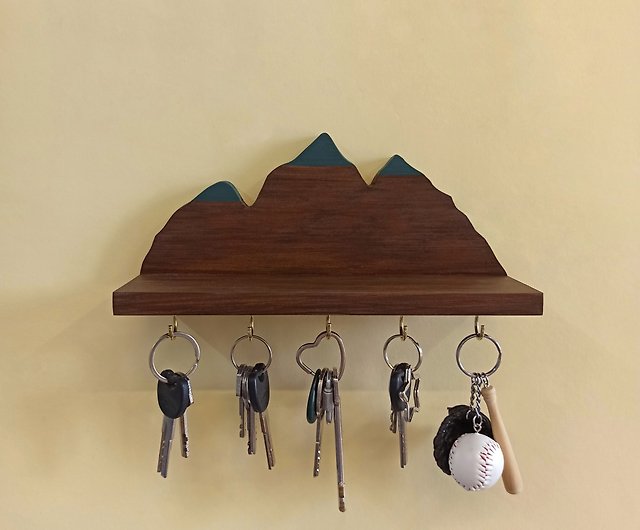 Handcrafted Wooden Mountain-shaped Key Holder Shelf - Shop WoodingUA  Hangers & Hooks - Pinkoi