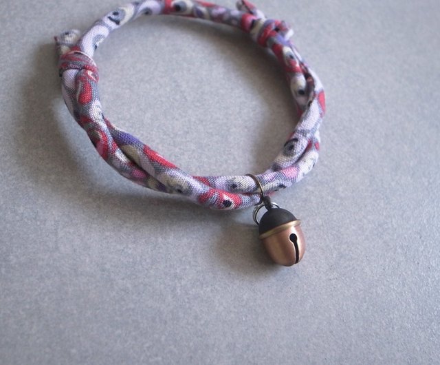 日本犬貓和布項圈 可調式 紅灰 紅銅橡樹果鈴 可訂貓咪安全扣 設計館犬猫首輪製作所 項圈 牽繩 Pinkoi