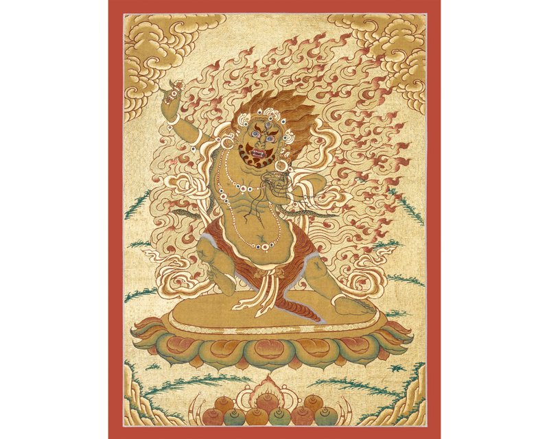 金剛手唐卡畫  釋迦牟尼佛的保護者和引導者 - 壁貼/牆壁裝飾 - 其他材質 多色