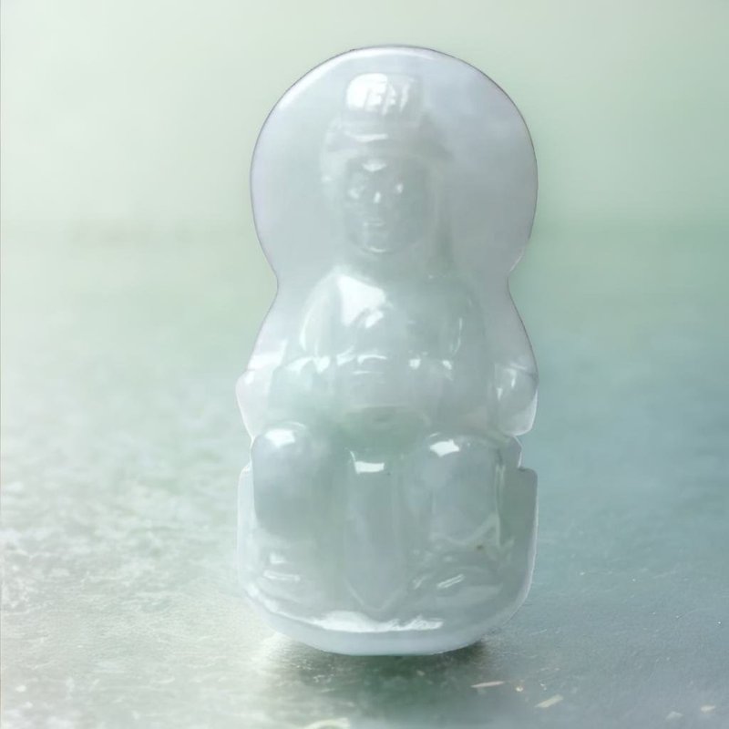 [Our Lady of Heaven] White Jadeite Mazu Necklace | Natural Burmese Jade Grade A Jadeite | Gift - Necklaces - Jade White