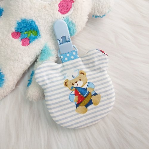 QQ rabbit 手工嬰幼兒精品 彌月禮盒 海軍泰迪熊。圓形 / 熊熊造型 平安符袋 (可繡名字)