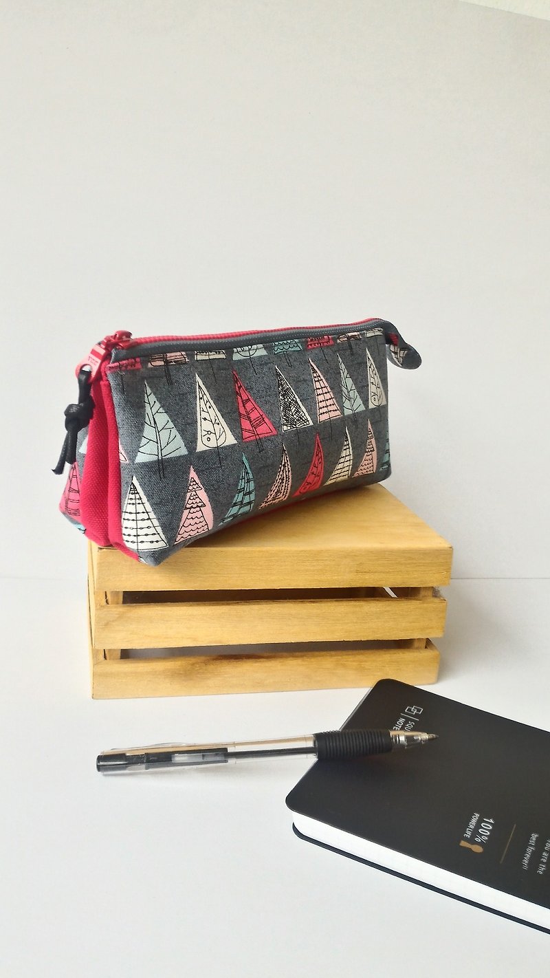 Triangle tree three-layer pencil case exchange gifts for graduates day - Pencil Cases - Cotton & Hemp 