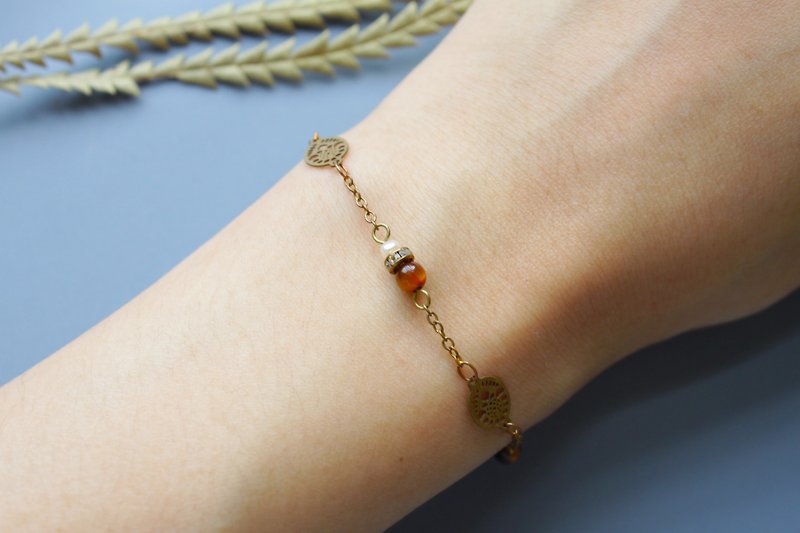 Lace Olive Tigerite - bracelet - สร้อยข้อมือ - คริสตัล สีนำ้ตาล