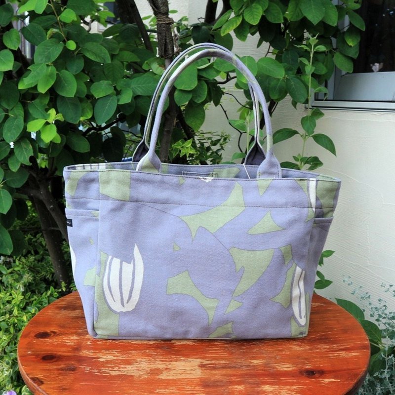 トート　サイドポケットSサイズ  スターフルーツ_ギフト_木柄 - 手提包/手提袋 - 棉．麻 綠色