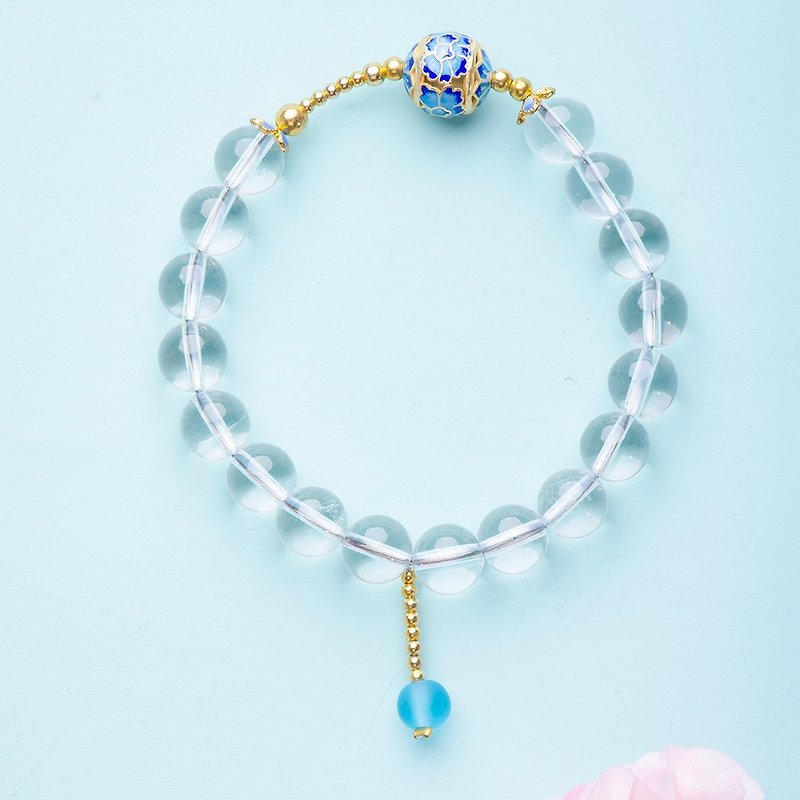 Clear Quartz, Enamel 14K Gold Filled Natural Gemstone Crystal Bracelet - Bracelets - Gemstone Transparent