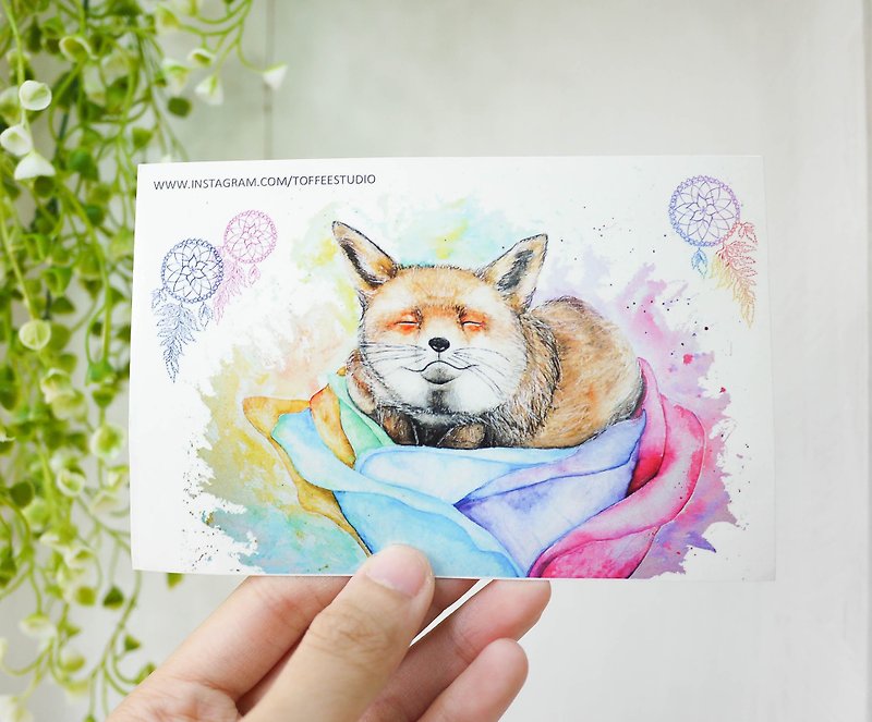 自家設計紋身貼紙 | 狐狸、花卉捕夢網 - 紋身貼紙 - 紙 多色