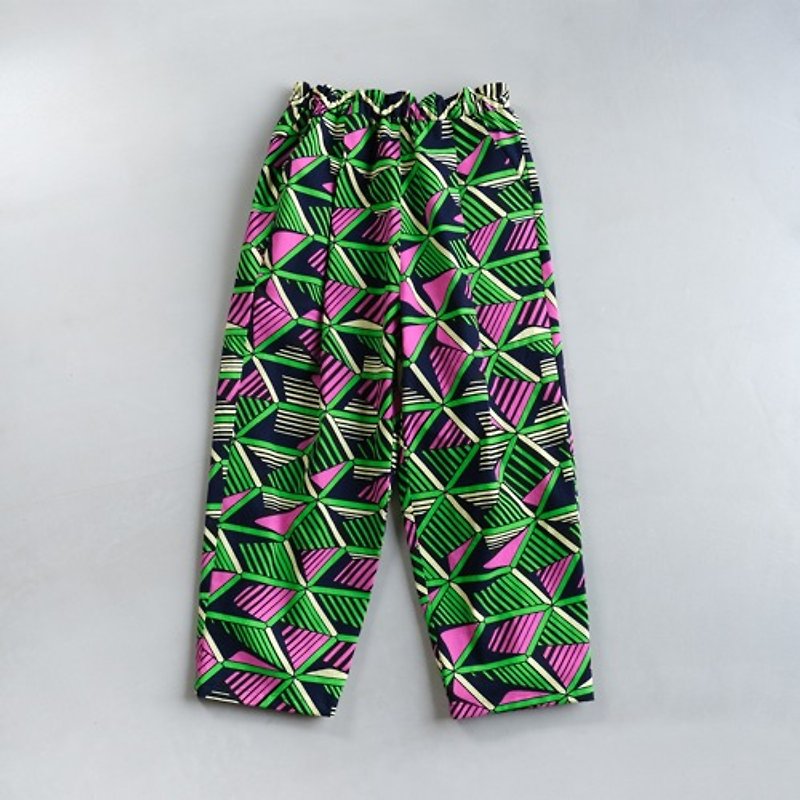 African wax print tapered tuck pants for kids "Neon lights" - ชุดเด็ก - ผ้าฝ้าย/ผ้าลินิน 