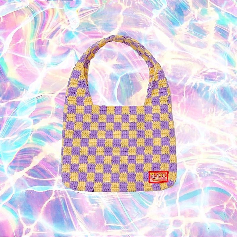 Checkerboard Knit Bag - Handbags & Totes - Cotton & Hemp Multicolor