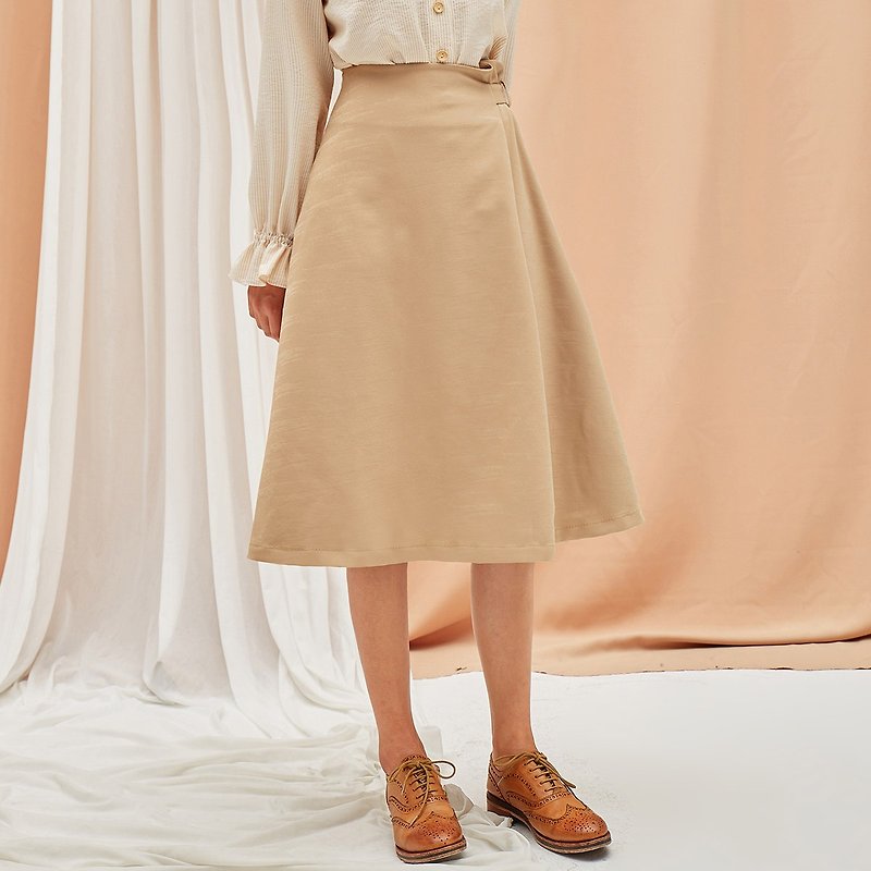 Anne Chen 2017 autumn new women's waist adjustable skirt dress - กระโปรง - วัสดุอื่นๆ สีกากี