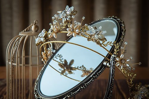 Lady Elegance 手工新娘飾品 瑪格莉特 華麗水晶鑽珍珠 皇冠