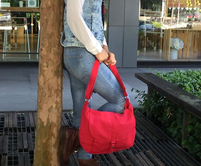 Red Messenger bag / cross body bag /canvas shoulder bag - no.12 Kylie -  Shop christystudio Messenger Bags & Sling Bags - Pinkoi