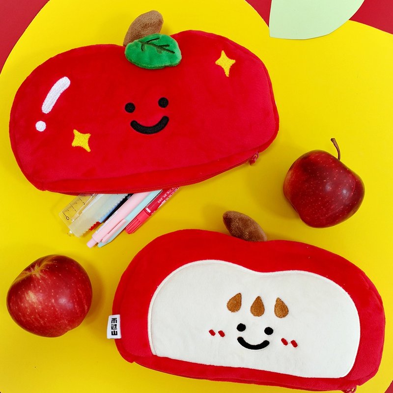 A good apple rain mountain original apple plush pencil case cute stationery bag large capacity student pencil storage bag - Pencil Cases - Other Materials 