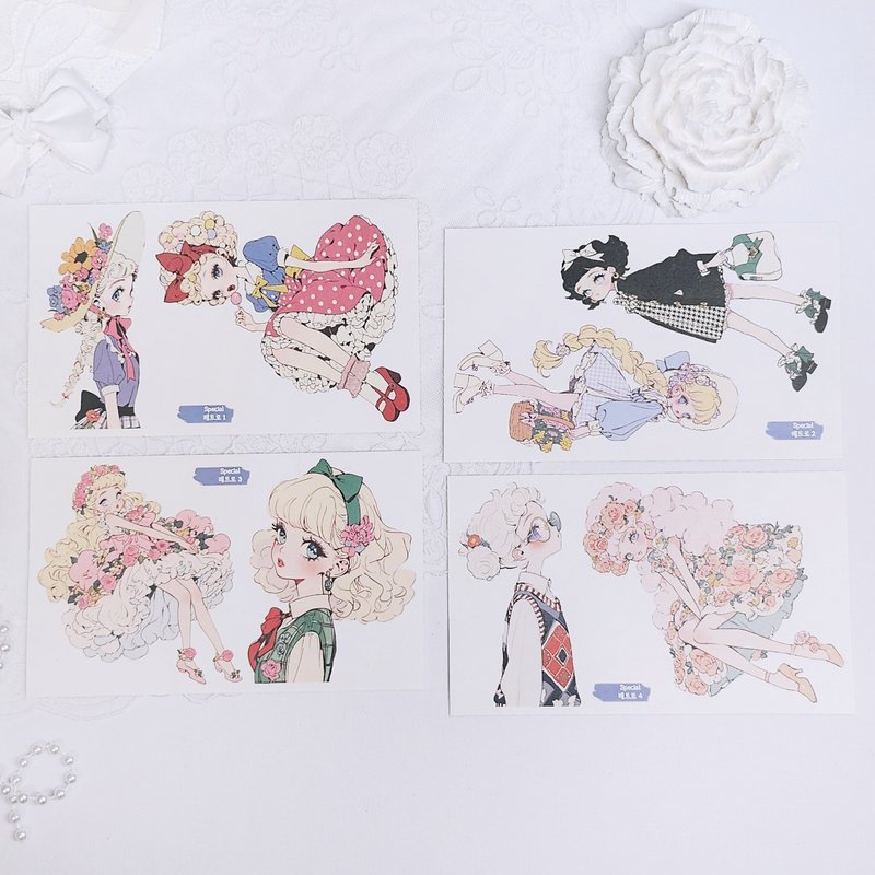 Retro girl paper sticker - 貼紙 - 紙 
