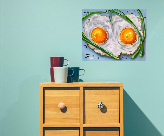 油絵卵原画静物キッチンの装飾油畫リボン原畫堅畫家居裝 - ショップ