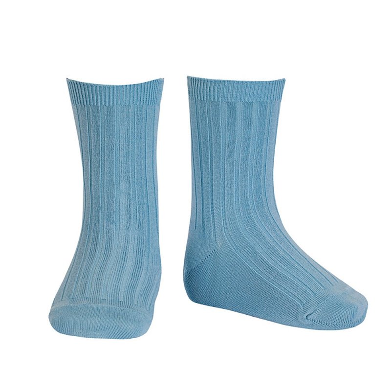 Condor Little Prince Classic Socks - 416 Cloud Blue (Kids/Adults) - ถุงเท้า - ผ้าฝ้าย/ผ้าลินิน สีน้ำเงิน