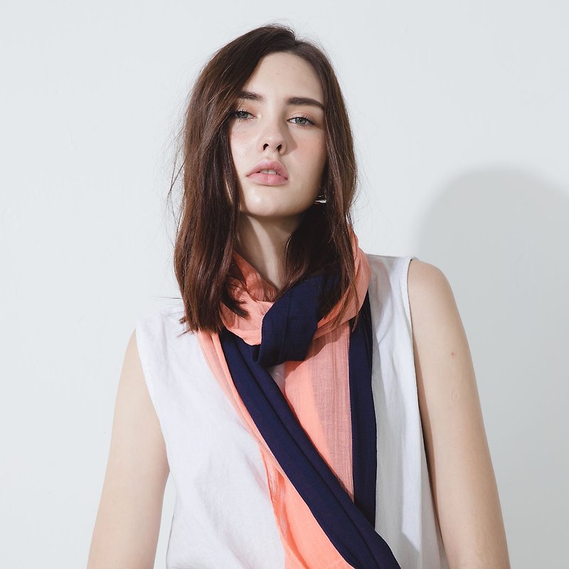Two-tone cotton scarf - Coral & Sea - Knit Scarves & Wraps - Cotton & Hemp Multicolor